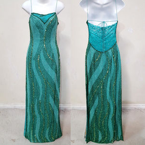 Wholly Embellished Green Evening Dress